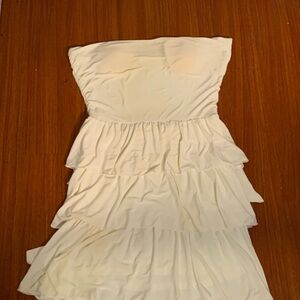 Cache Strapless Cream Layered Dress